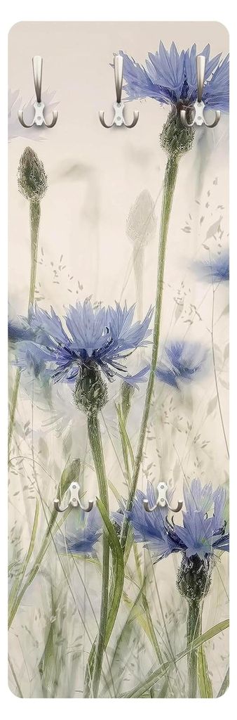 Garderobe Gräser 105cm x 34cm Blumen Kornblumen Modern Garderobenhaken Garderobenpaneel Flurgarderobe Flur-Möbel Wandgarderobe Holz