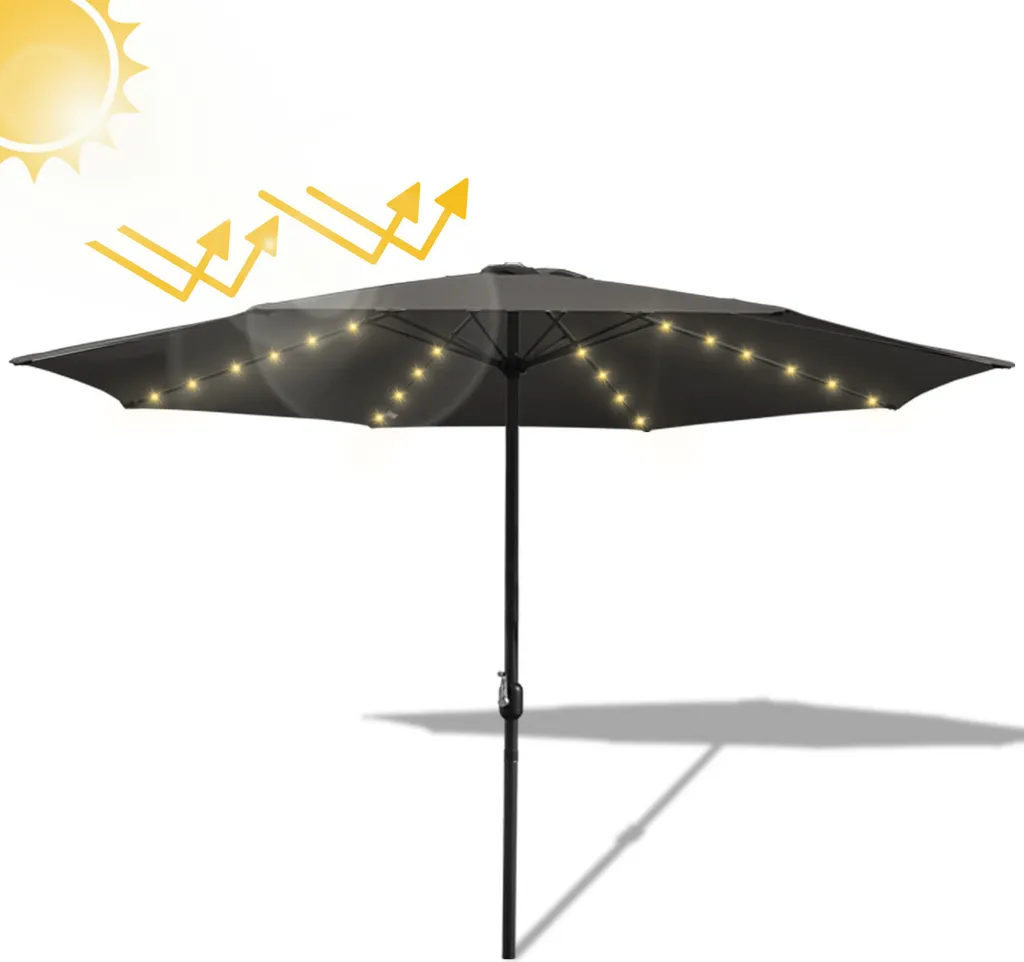 LZQ Ombrellone con manovella, 350 cm, ombrellone Mercato, con manovella, Protezione UV UPF 40+, ombrellone da Giardino, terrazza, Protezione Solare, Senza Supporto, per Giardino, Balcone, terrazza