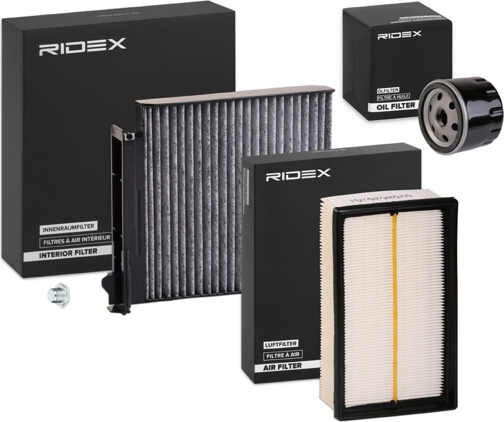 RIDEX Filterset Inspektionspaket Filtersatz für RENAULT Clio III Schrägheck (BR0/1, CR0/1) CLIO II (BB0/1/2, CB0/1/2) Clio IV Schrägheck (BH)