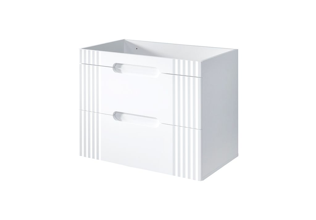 Weißer Badezimmerschrank Für Waschbecken 80 Cm, 2 Schubladen, Mdf 80 X 62