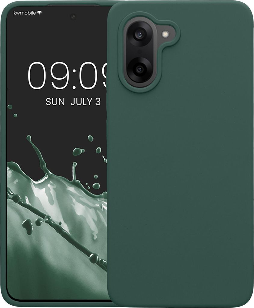 kwmobile Hülle kompatibel mit OnePlus Nord CE5 Hülle - Silikon Handy Case - Handyhülle weiche Oberfläche - kabelloses Laden - Tannengrün