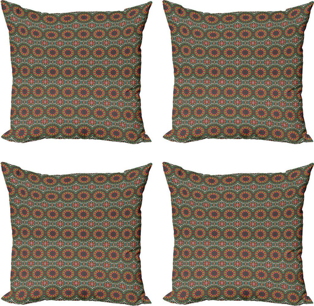 ABAKUHAUS Mandala Kissenbezug Set (4 Stück), Mystical Chinese Entwurf, Moderner Doppelseitiger Digitaldruck, 45 cm x 45 cm, Mehrfarbig