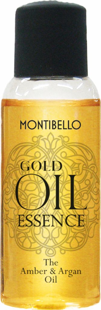 A product shot of a bottle of Montibello Gold Oil Essence.