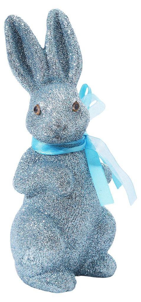 Osterhasenfigur aus Schaumstoff mit Glitzerpuder, realistische Hasenstatue, Dekoration für Zuhause, Büro, Feiertage und Partys