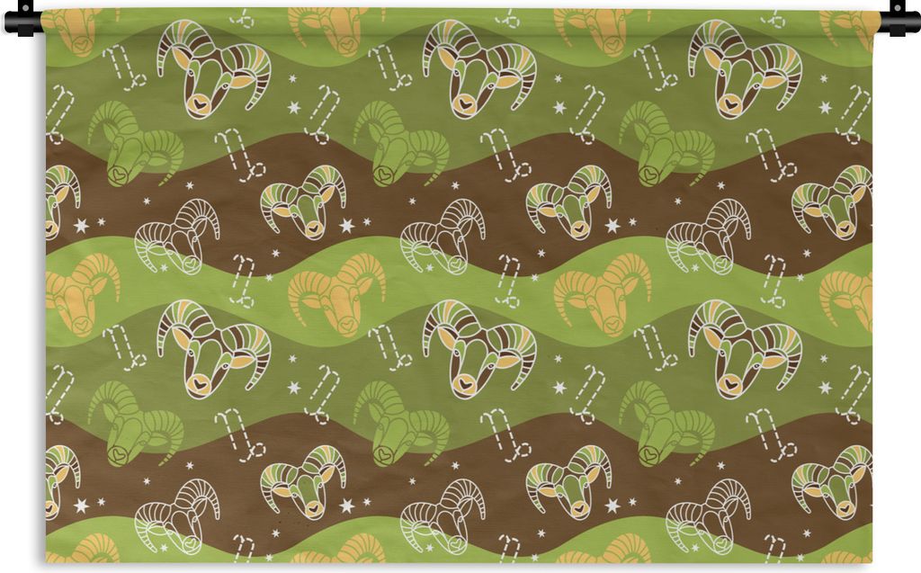 MuchoWow Wandteppich Wandbehang Steinbock - Gestaltung - Astrologie 150x100 cm Tapisserie Dekoration Wandtuch - Waschbar - Tapisserien - Wand-Decke