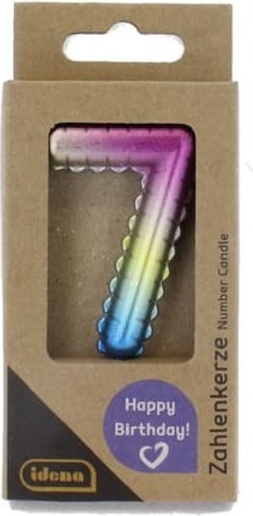 Idena Zahlenkerze 7 Regenbogen metallic