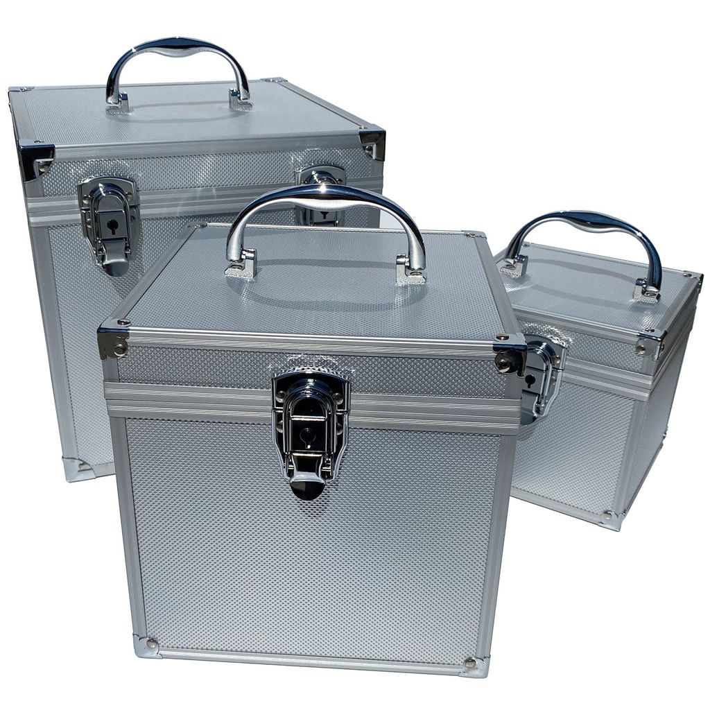 ECI Aluminium Koffer Silber Würfelform 20 x 20 x 20 cm mit Rasterschaum