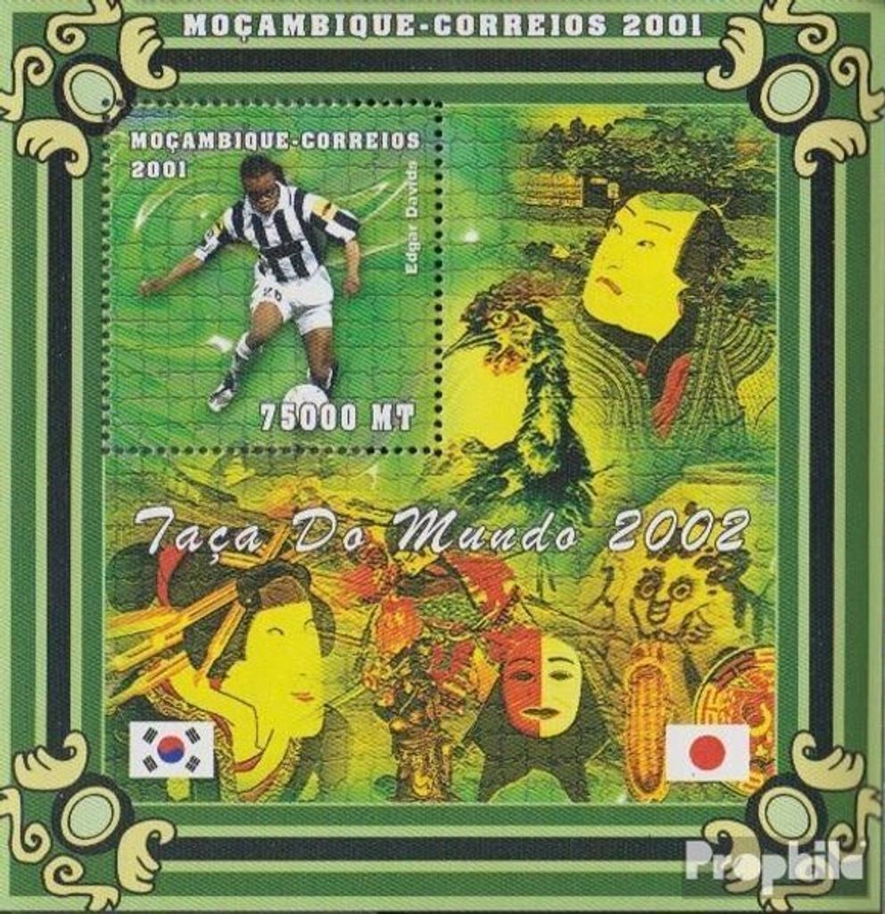 Briefmarken Mosambik 2001 Mi Block69 postfrisch Fußball-WM 2002