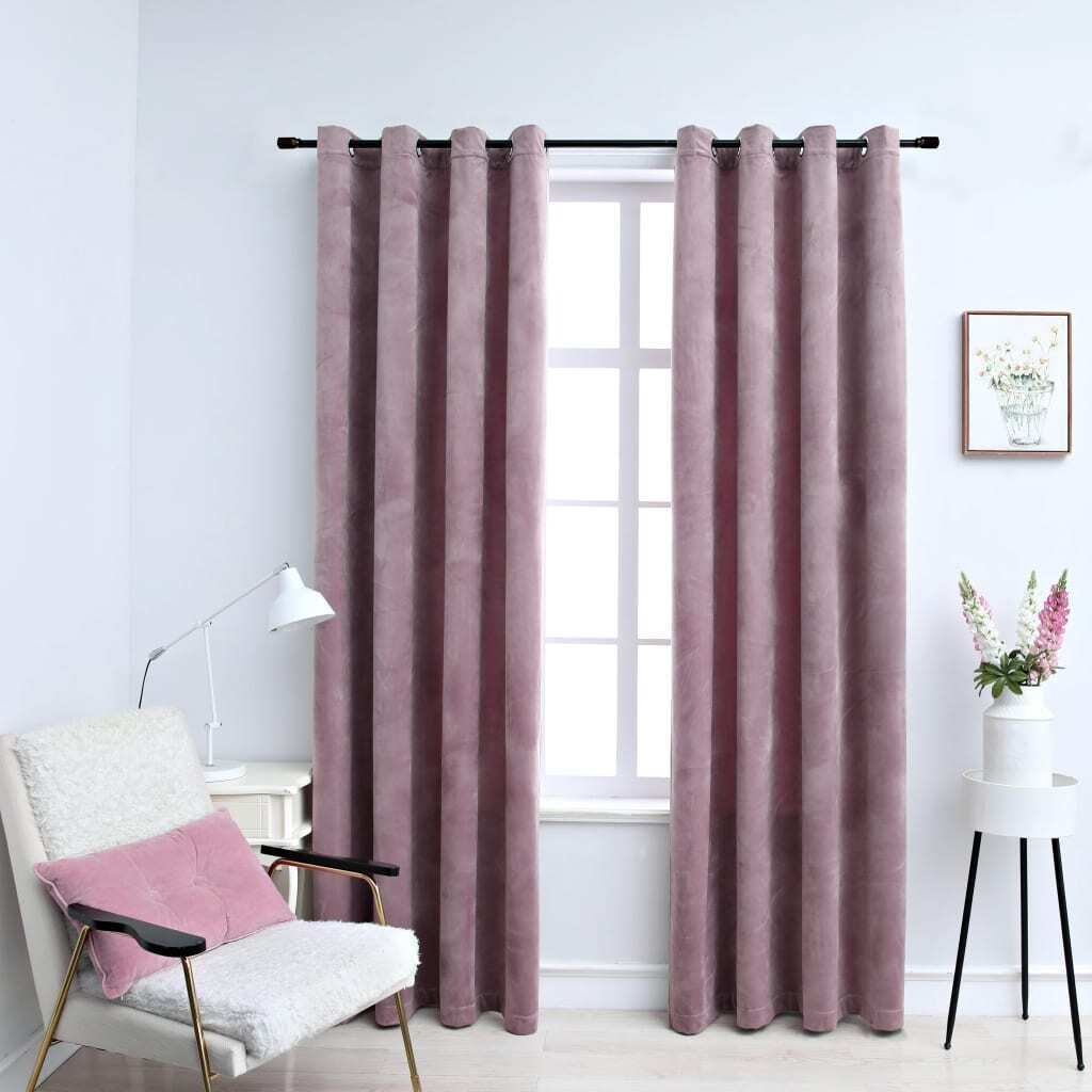 Eleganter Verdunkelungsvorhänge mit Ösen 2er set - Wohnzimmer - Schlichtes & einfarbiges Desgin- Samt Antik-Rosa 140x225cm GermanyMöbel 90808 - ...