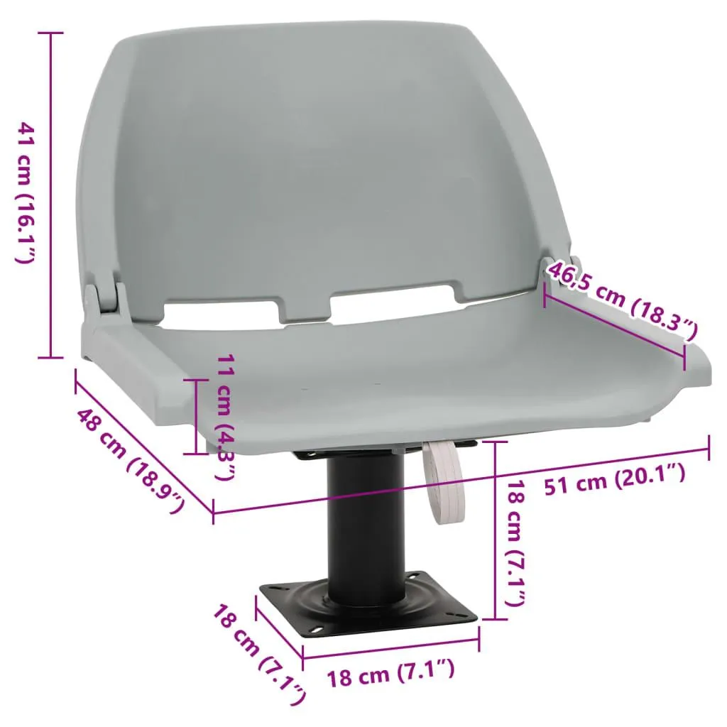 Siège de Bateau Gris Pliable sans Coussin 48 cm - Ensemble de 4 Pièces - 7