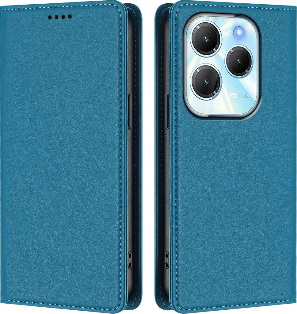 Handyhülle für Infinix Hot 40/Hot 40 Pro/Tecno Spark 20 Pro 4G, Kunstleder Klapphülle Stoßfeste Magnetische Hülle mit Ständer Blau