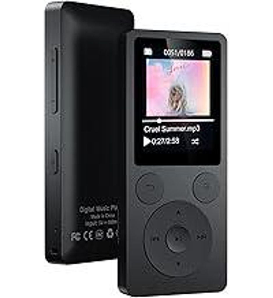 64GB MP3 Player Bluetooth 5.3 & Lautsprecher – Upgrade mit physischen Tasten (Zurück, Menü, Lautstärke), Nur 37g mit Kopfhörer FM Radio Dikti...
