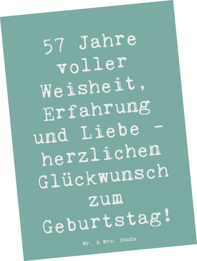 Mr. & Mrs. Panda Grußkarte Spruch 57. Geburtstag - Meeresbrise - Geschenk, 57 Jahre, Ansichtskarten, Ansichtskarte, Postkarten, Alter, Liebe, Gebu...