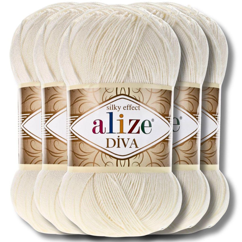 Alize 5x 100g Diva Wolle, Uni, Häkeln, Stricken (62)