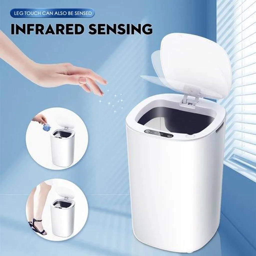 Poubelle à capteur automatique blanche 9 litres - Modèle Pro Intelligent