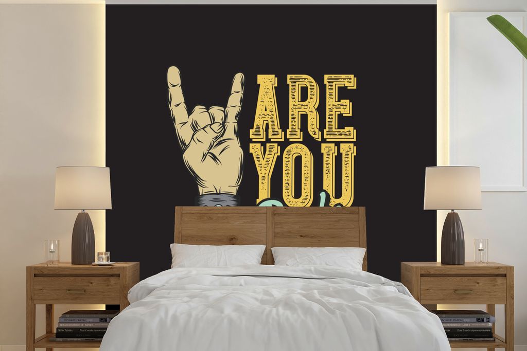 MuchoWow Fototapete für Wohnzimmer oder Schlafzimmer Wandtapete Vinyl Motivtapete Armband - Rock - Vintage - 300x300 cm - Wanddekoration