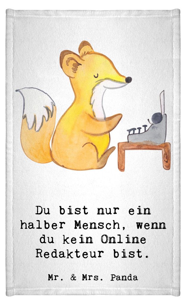 Mr. & Mrs. Panda Handtuch Online Redakteur Herz - Weiß - Geschenk, Gästetuch, Frotteehandtuch, Frotteetuch, Kleines, frottee gästehandtuch