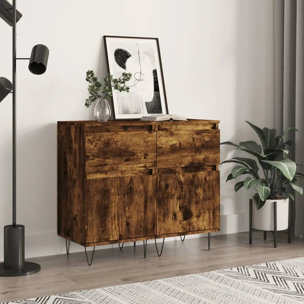 Living Store Credenze 2 pz Rovere Fumé: Eleganza 40x35x70 cm