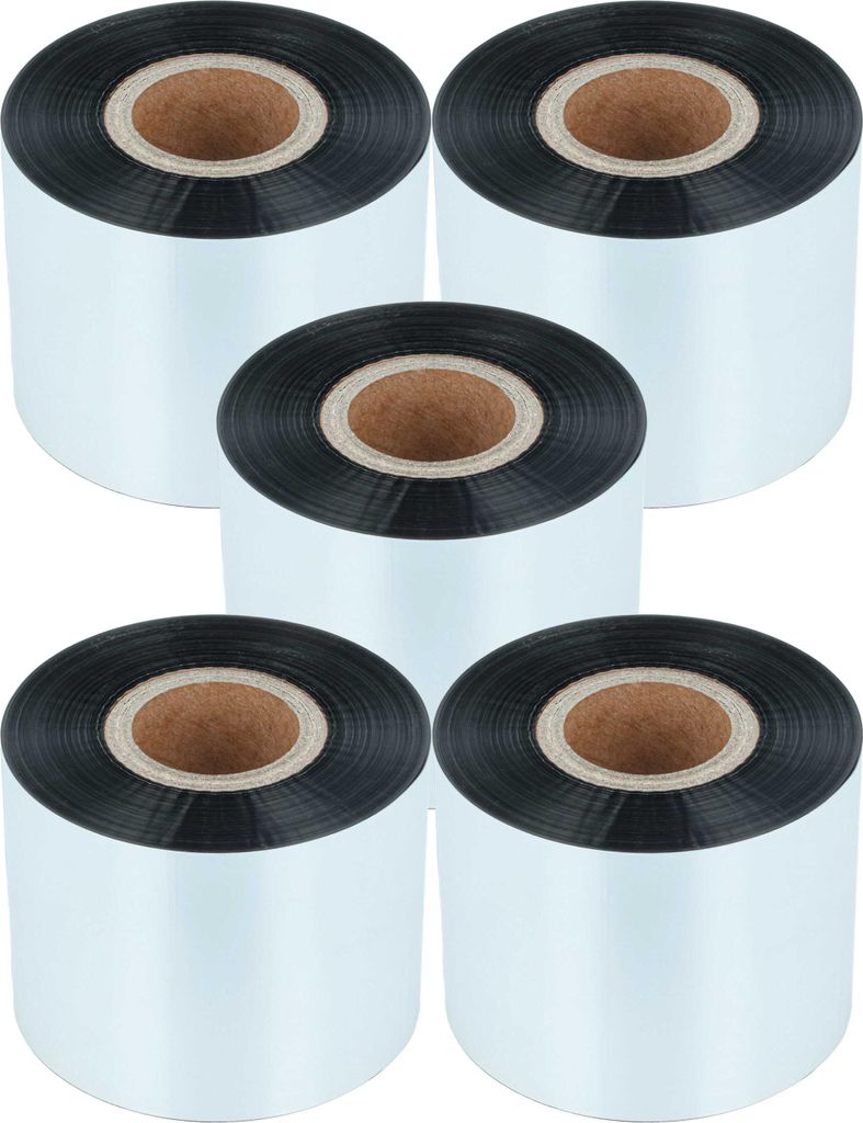 vhbw 5x Thermotransfer-Band kompatibel mit Bixolon Samsung SLP-T403, SLP-T400 Drucker Etikettendrucker, Wischfest, 50 mm x 300 m, Wachs Harz Schwarz