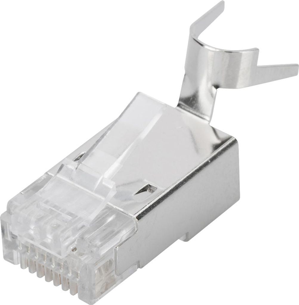 Digitus CAT 6A Modularstecker für Rundkabel, geschirmt, 100 Stk., RJ-45, Silber, Männlich, Gerade, Polycarbonat (PC), Cat6a