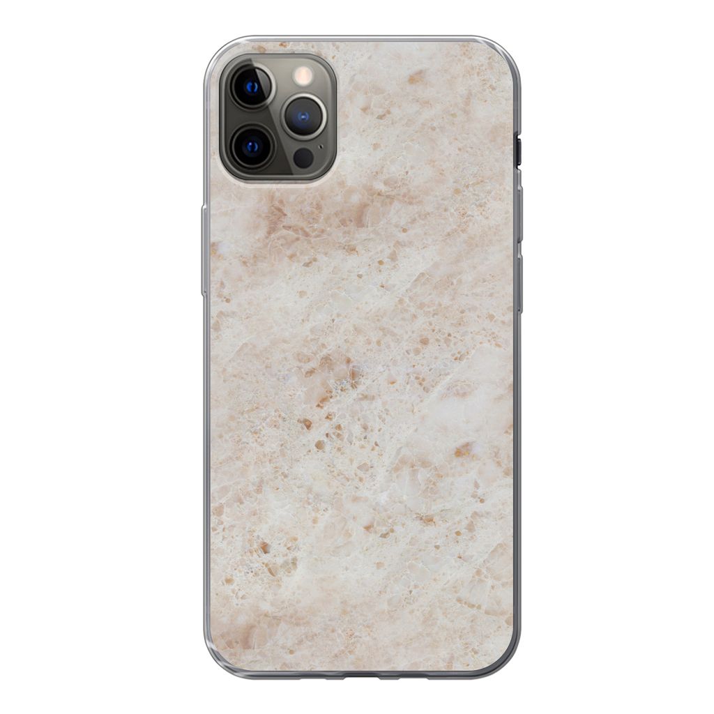 MuchoWow Handyhülle Schutzhülle Hülle für iPhone 12 Pro Max Marmor - Muster - Braun Silikon Softcase Handy Hülle - Hartschale