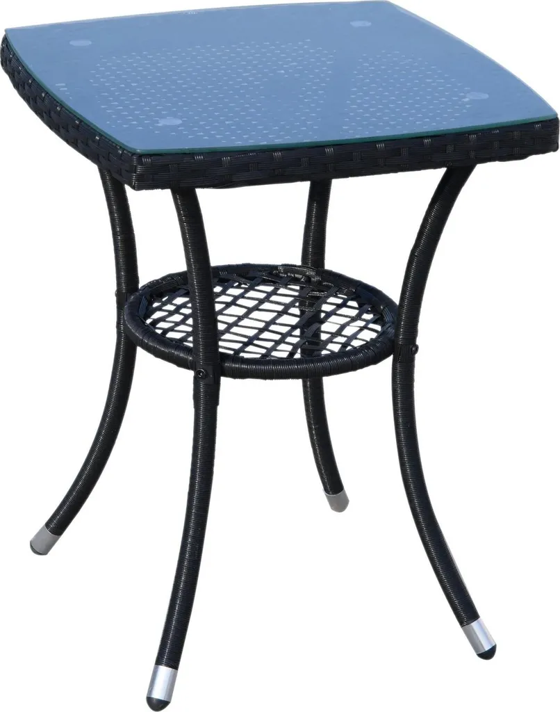 Table de jardin noire résistante aux intempéries en rotin synthétique