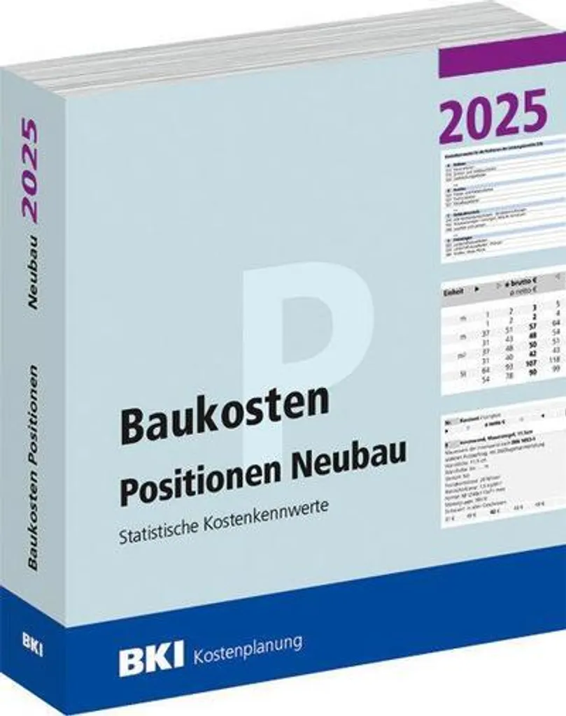 Livre de prix DIN 276 BKI Baukosten Neubau 2025 Teil 3 Positionen