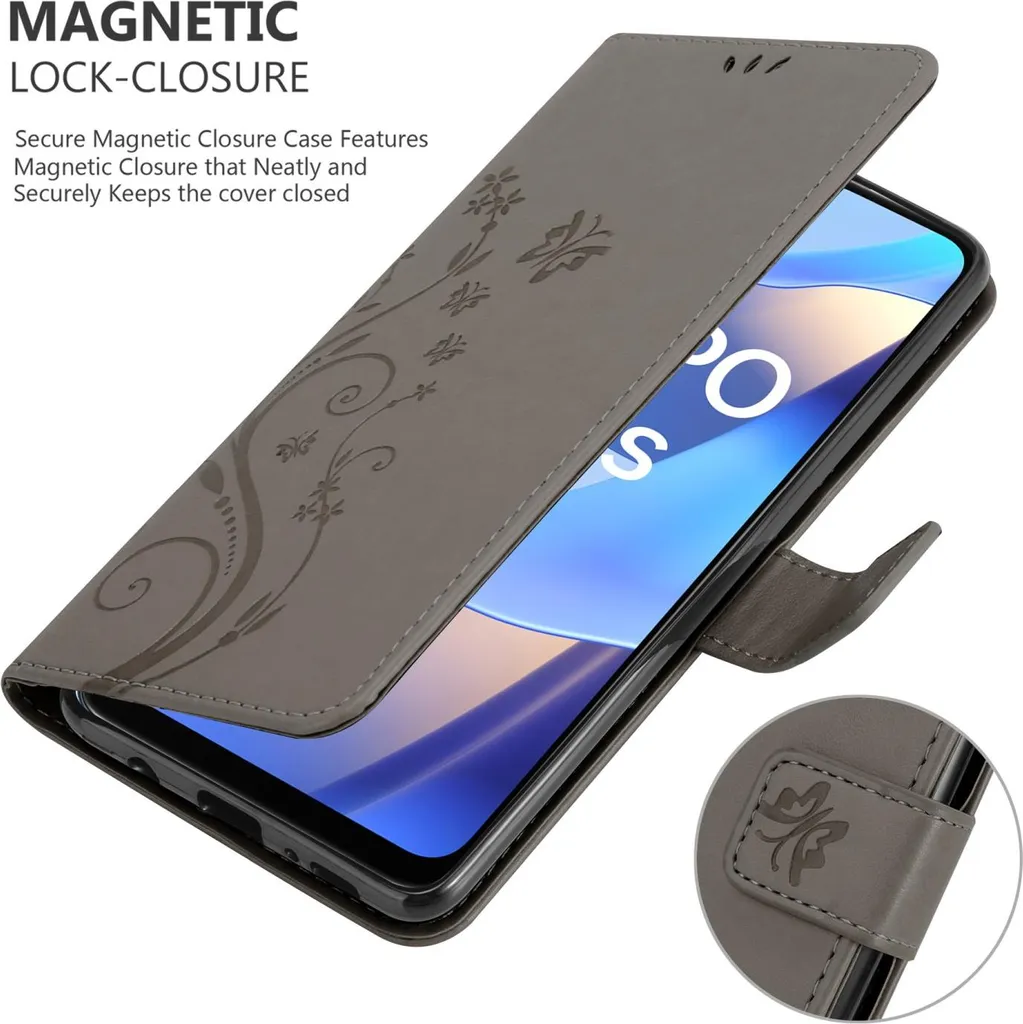 Custodia Oppo A54s / A16s Cadorabo Grigio Fiori | Accessorio Fashion - 5