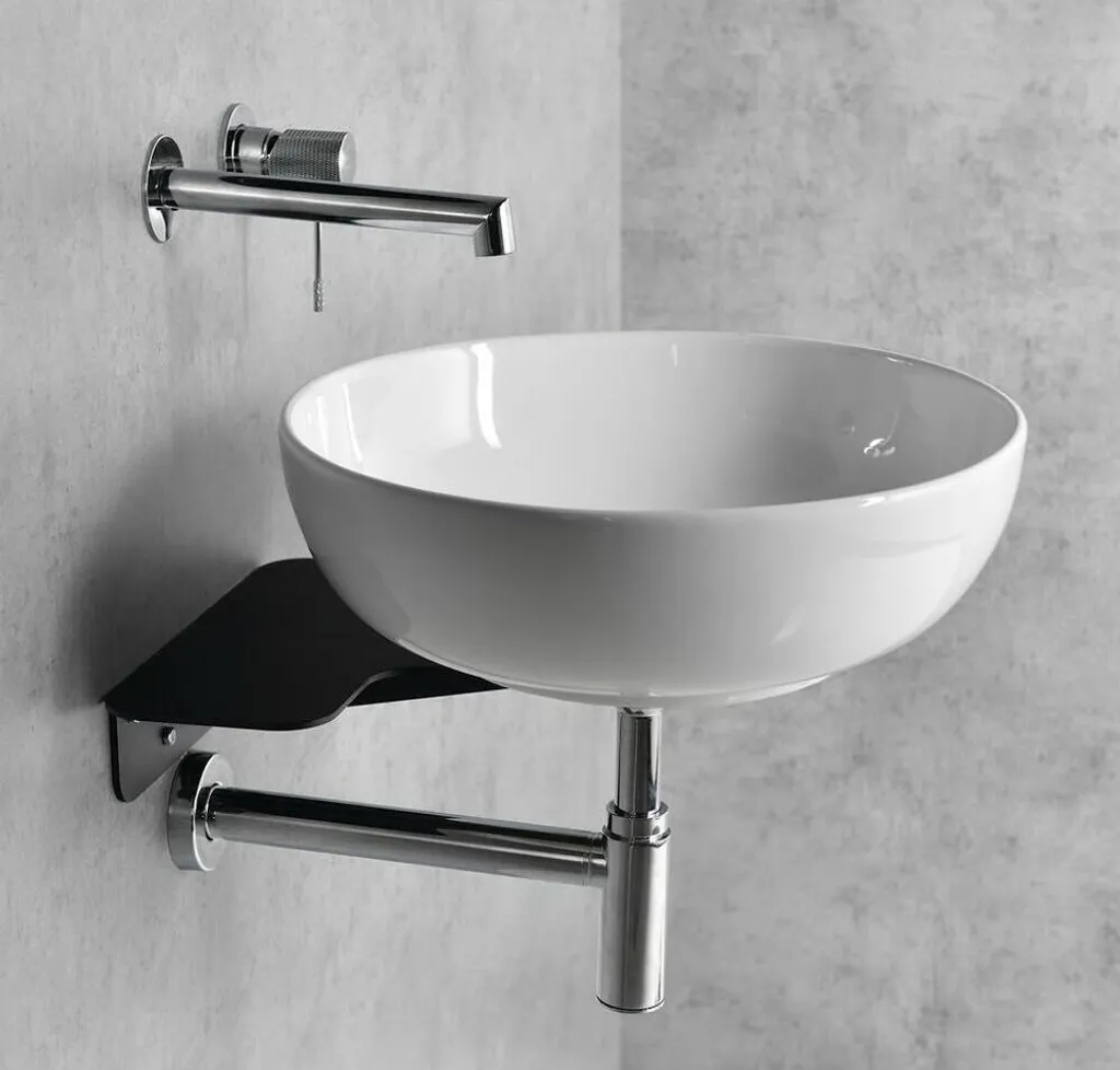 Plan de toilette TETRIS noir mat pour vasque à poser et bec encastré