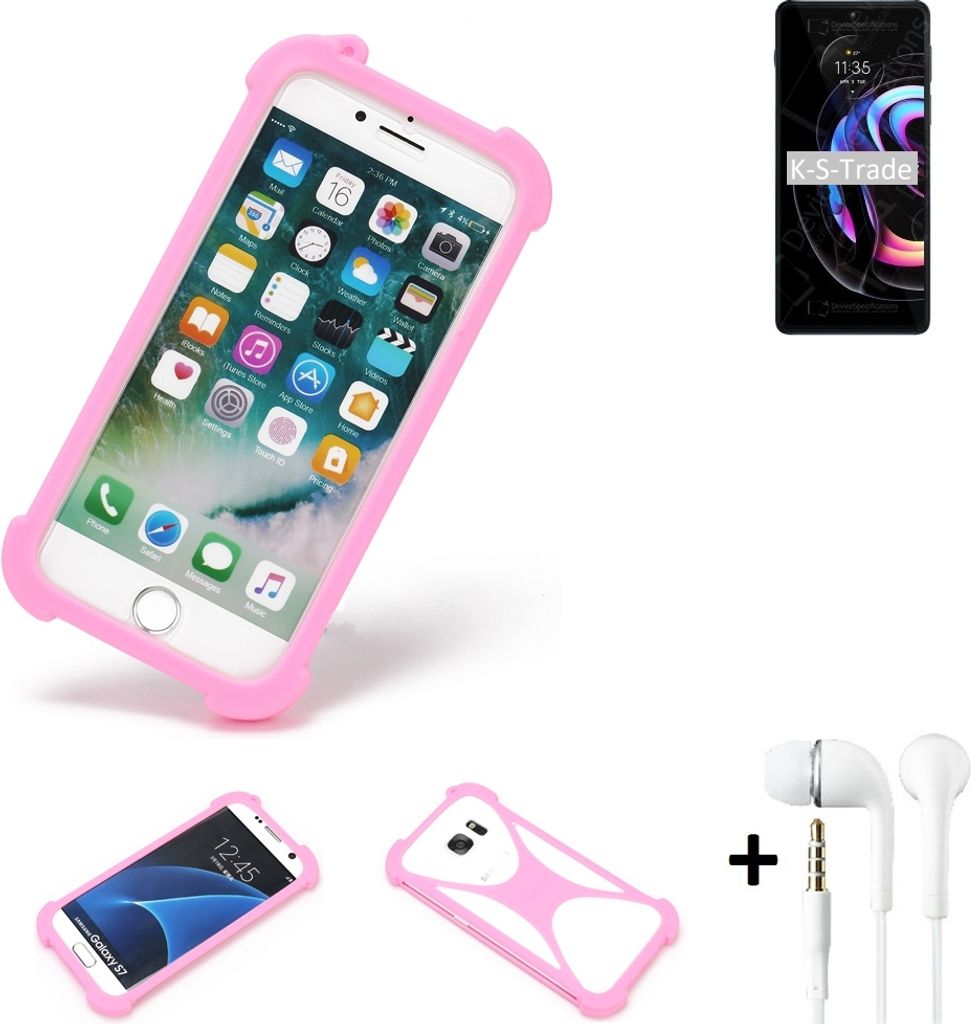K-S-Trade Bumper + Kopfhörer kompatibel mit Motorola Edge 20 Pro Handy Hülle Schutzhülle Silikon Schutz Hülle Cover Case Silikoncase Silikonbumper