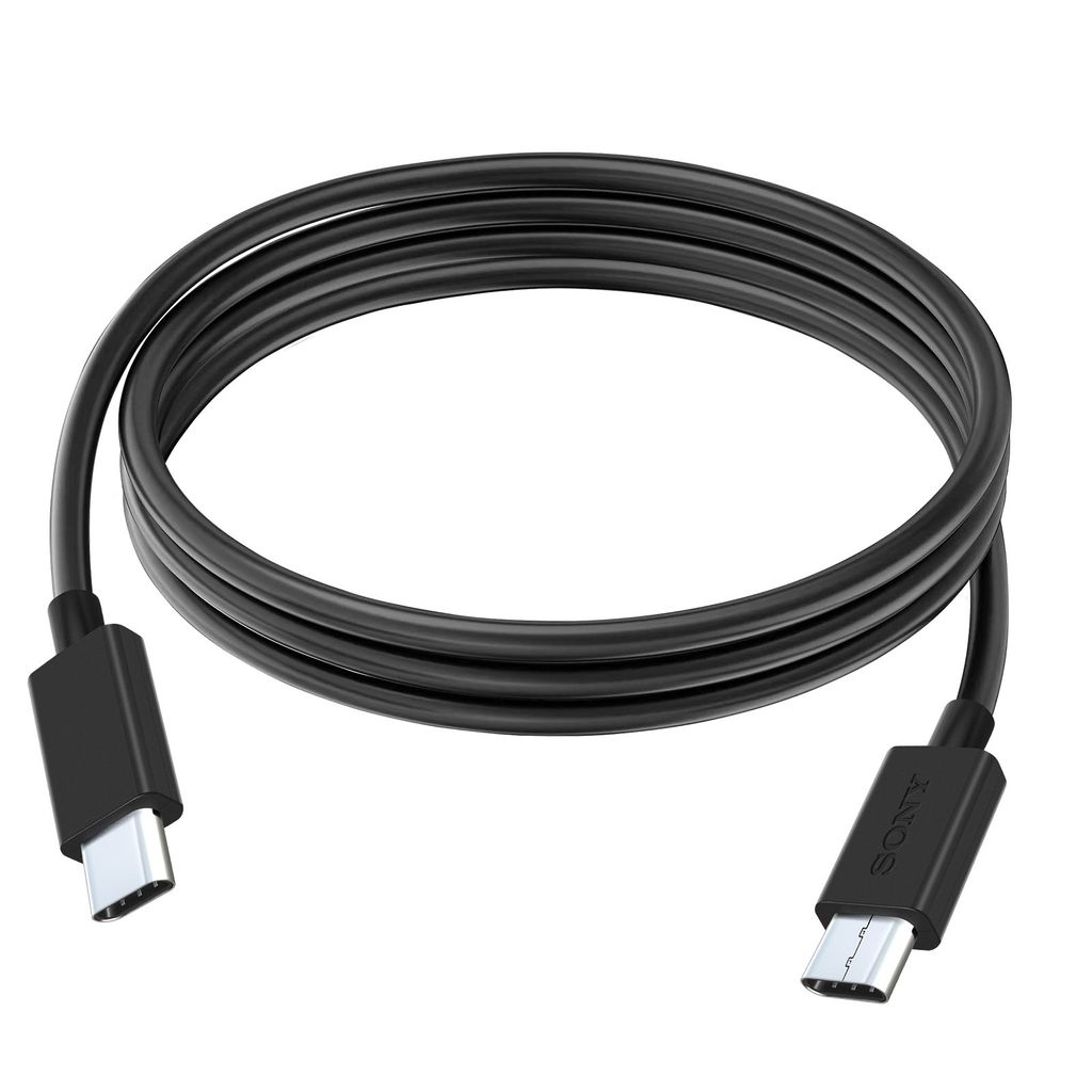 A black USB-C to USB-C cable coiled on a white background.