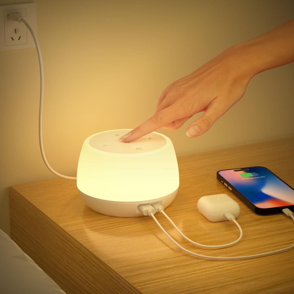 Nachttischlampe mit Ladefunktion USB C 20W Fast Charger, LED Nachttischlampe Touch Dimmbar mit RGB Farbwechsel Mode & Timing,Tischlampe mit Ladefunkti