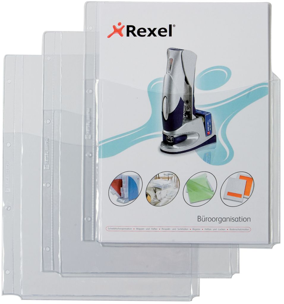 REXEL Prospekthülle mit Faltentasche A4 PVC 0,18 mm Produktbild 