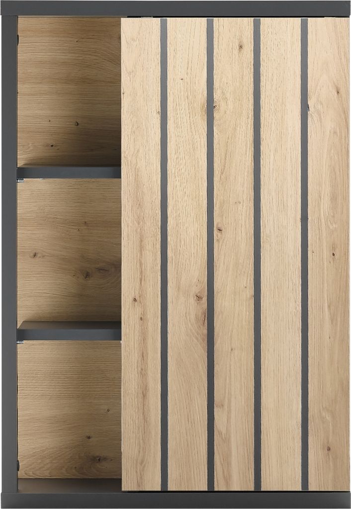 NIZZA Badezimmer Hängeschrank in Graphit, Artisan Eiche Optik - Badezimmerschrank Bad Schrank mit viel Stauraum - 50 x 72,5 x 23 cm (B/H/T)