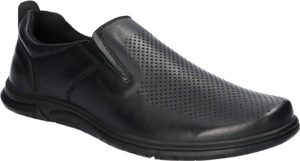 AMERICAN CLUB CY141 Herren Leder Schihe, Solide Lederschuhe für Herren, Slip-On Modell, Casual, Lederschuhe, Schwarz 44