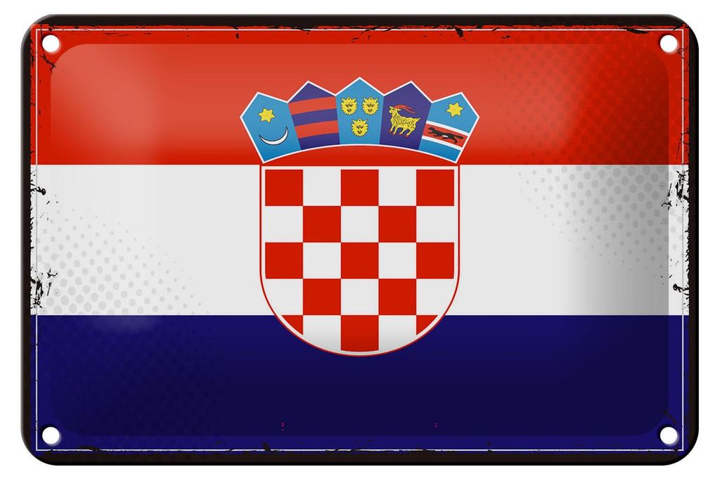 Blechschild Flagge Kroatien 18x12cm Retro Flag of Croatia