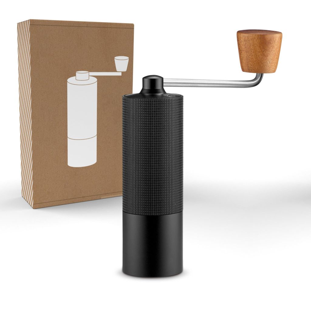 Espressomühle mit 108 einstellbaren Mahlgraden mit 0,055mm Einstellpräzision I Edelstahl Mahlwerk I leichtes Aluminium-Gehäuse I Hand Kaffeemühle