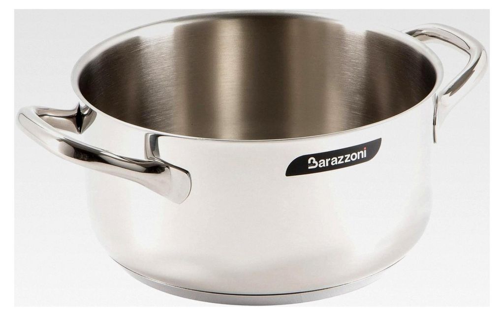 Kasserolle mit 2 Griffen, Ø 18 cm, Fassungsvermögen 2,3 Liter, hergestellt in Italien, Edelstahl 18/10, Induktion und Gas, dreifacher Boden, PFAS...