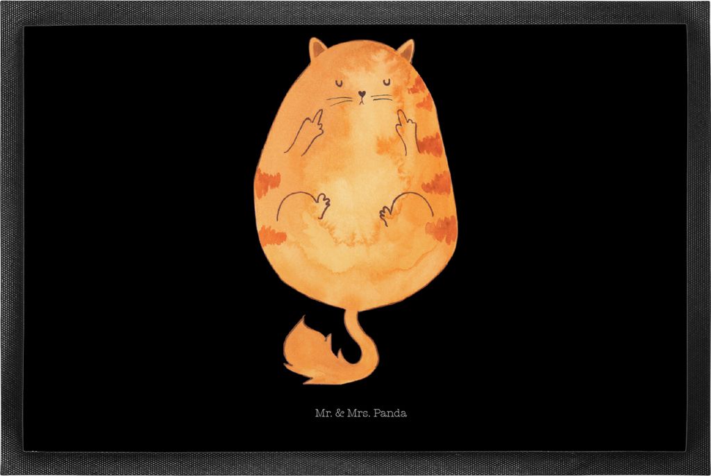 Mr. & Mrs. Panda Schmutzfangmatte Katze Mittelfinger 50 x 75 cm - Schwarz - Geschenk, Cat, bodenmatte, Mieze, Cats, Genervt, fußmatte, Eingangstep...