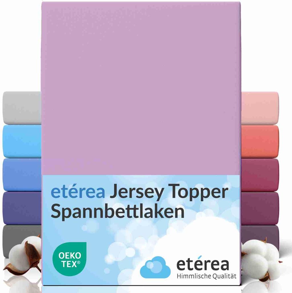 etérea Topper Jersey Spannbettlaken 200x220 cm – 100 % Baumwolle, formstabil & pflegeleicht - Flieder