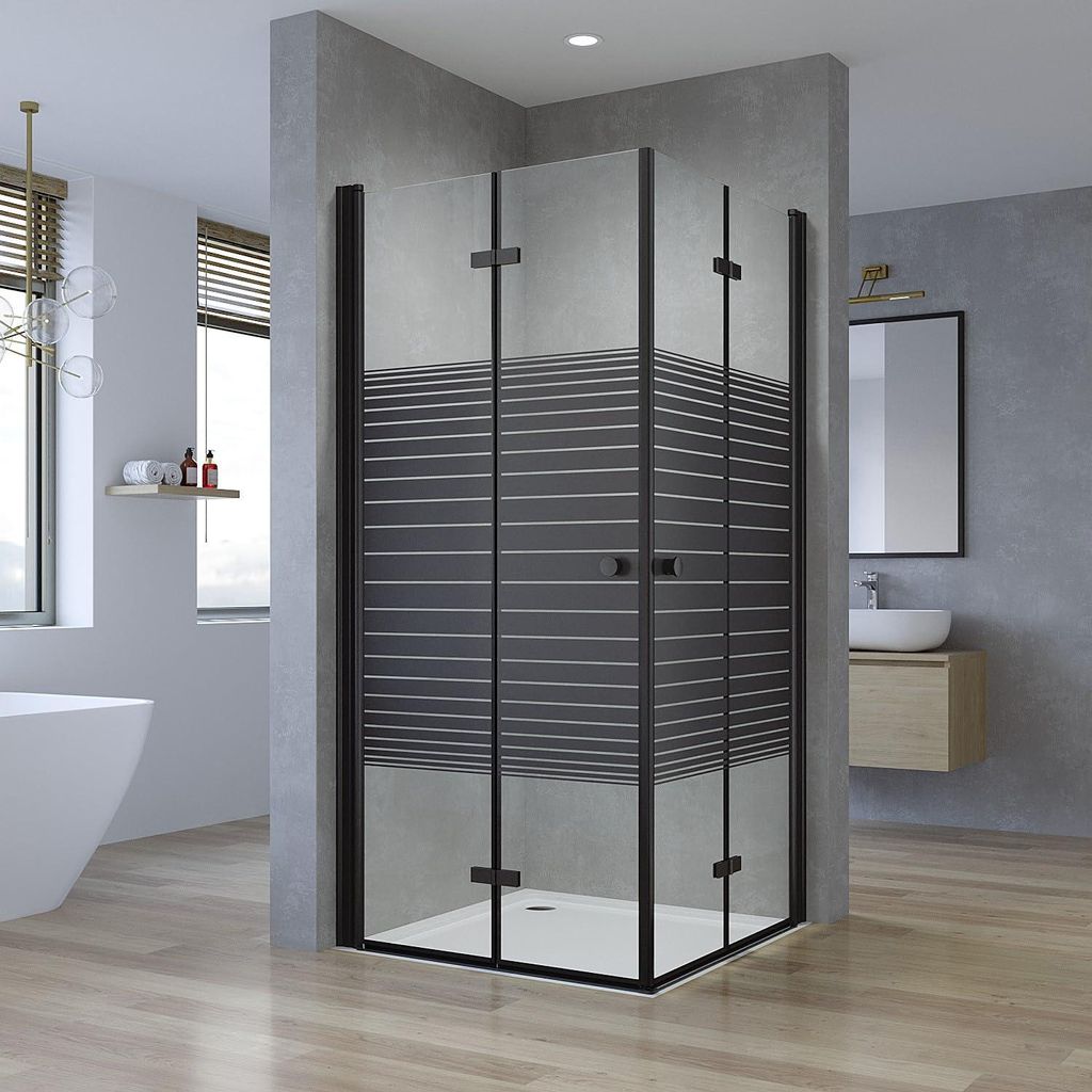 Duschkabine Eckeinstieg 100x100x187cm mit Doppel-Falttüren Produktbild 