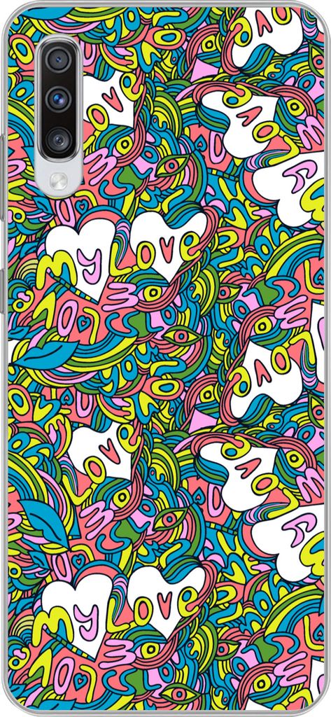 MuchoWow Handyhülle Schutzhülle Hülle für Telefoonhoesje Samsung Galaxy A70 Mädchen - Liebe - Muster - Liebe - Kinder - Kinder Silikon Softc...