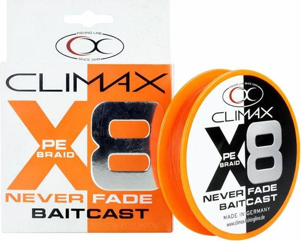Climax X8 Neverfade Baitcast Hi-Vis Orange 270 m 0,15 mm 10,4 kg