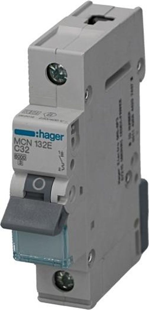 HAGER MCB Leitungsschutzschalter 6kA 1P C 32A MCN132E