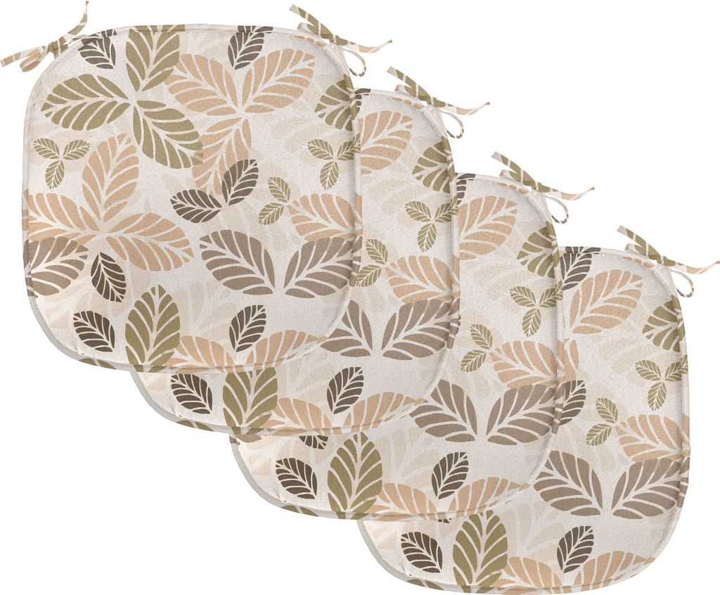 ABAKUHAUS Blatt Polster für Esszimmerstühle, Retro Blatt Silhouetten, Dekoratives wasserfestes Kissen mit Riemen für Küchensitze, 40 cm x 40 cm...