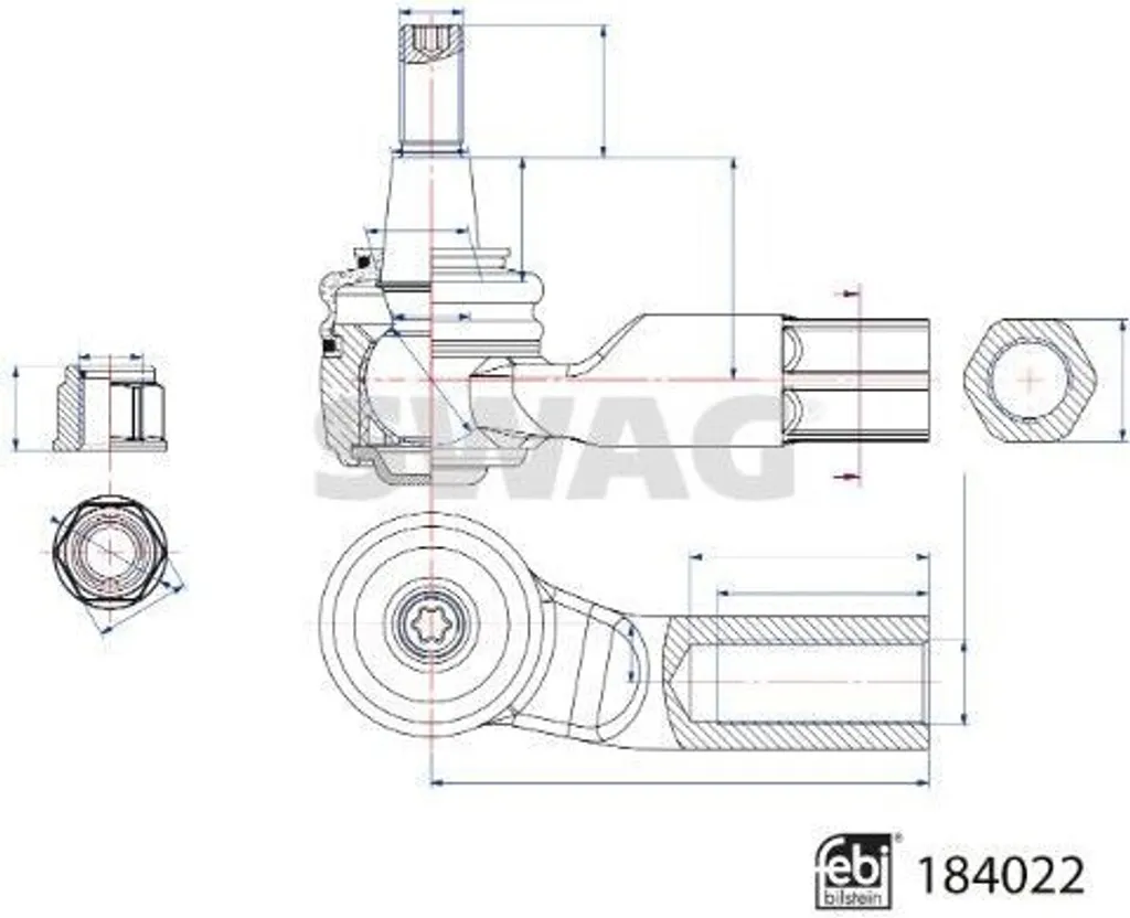 SWAG 33 10 9250 Tirante Sterzo Anteriore Sx per VW Tiguan AD1 - Ricambio OE