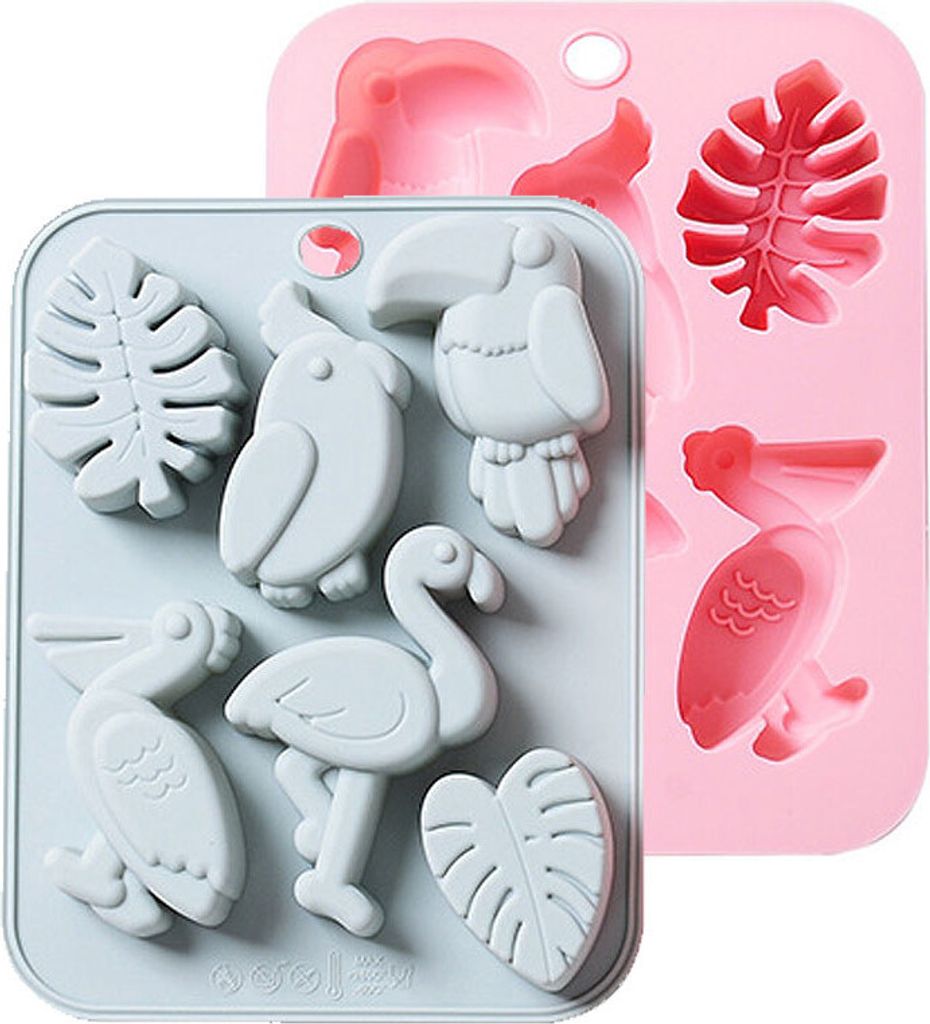 CANDeal 3D Vögel Und Blätter Kuchen Fondantformen Silikonform Zum Dekorieren Von Kuchen, Pralinen, Harz, Ton, 2er-Set