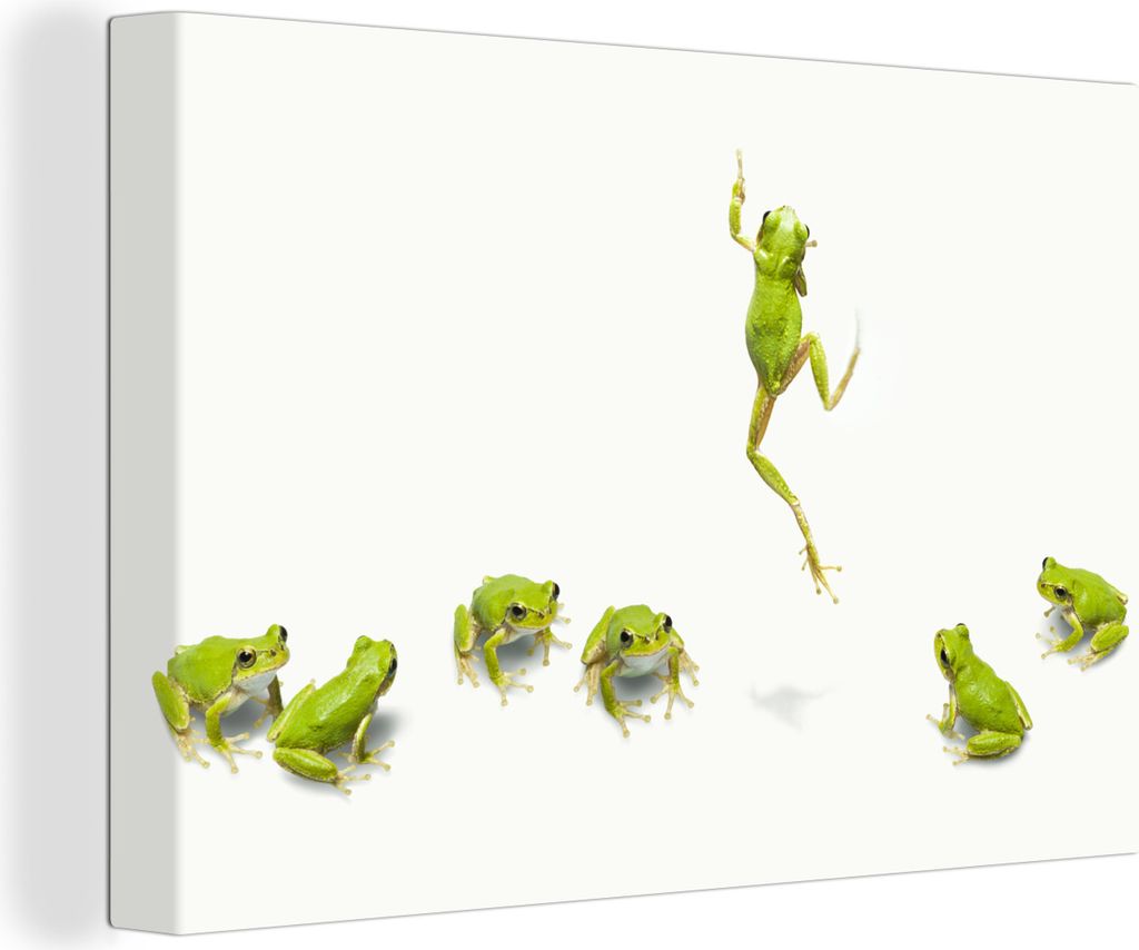 OneMillionCanvasses - Leinwandbilder - 140x90 cm, Frosch - Tiere - Grün, Wandbilder Kunstdruck Wanddekoration