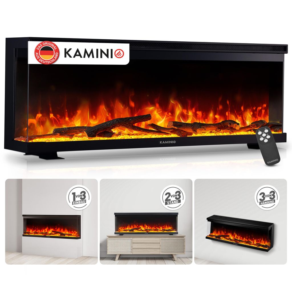 KAMINIO Elektrokamin LEA - Elektrischer 3-in-1 Kamin mit Produktbild  KI-generiertes Bild