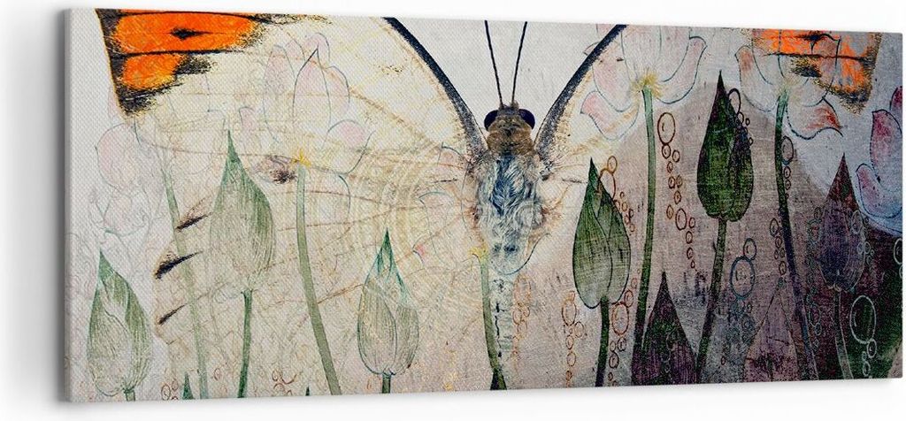 Bild auf Leinwand - Leinwandbild - Schmetterling Abstraktion - 120x50cm - Wand Bild - Wanddeko - Leinwanddruck - Bilder - Kunstdruck - Wanddekorati...